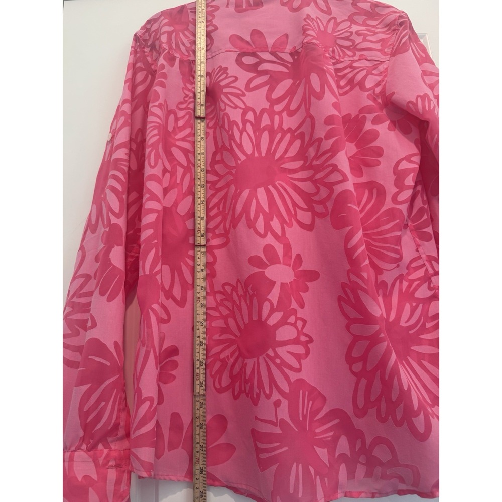 Lilly Pulitzer Pink Shirt Resort Fit Button Up Floral Sheer Beach Sz XL - Picture 12 of 12